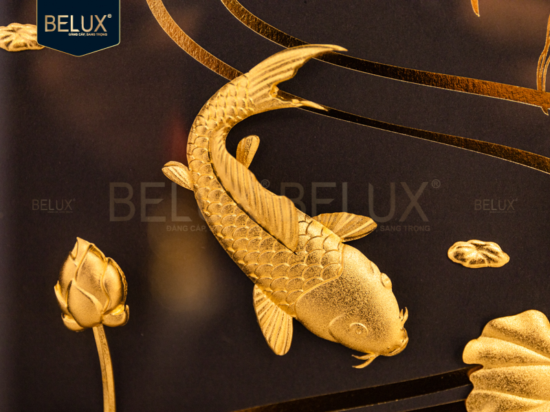 Tranh Niên Niên Hữu Dư Dát Vàng 24k 39x30cm